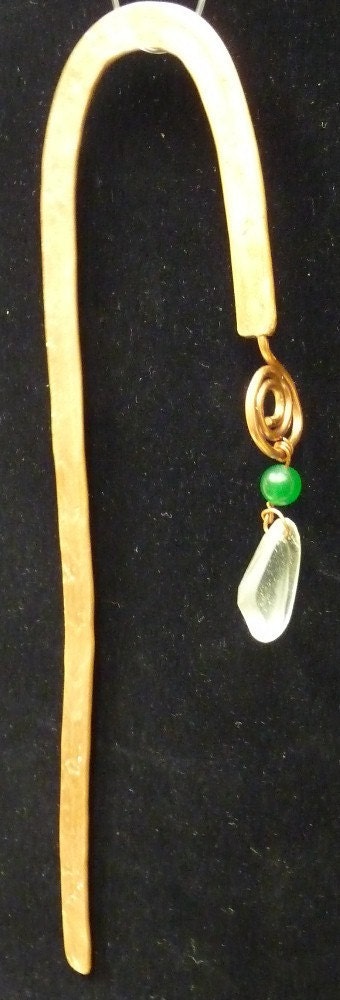 Bookmark, Recycled Copper Infinity Jade