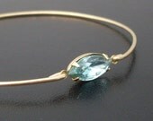 Bangle Bracelet  Laina - Gold Tone, Blue Rhinestone