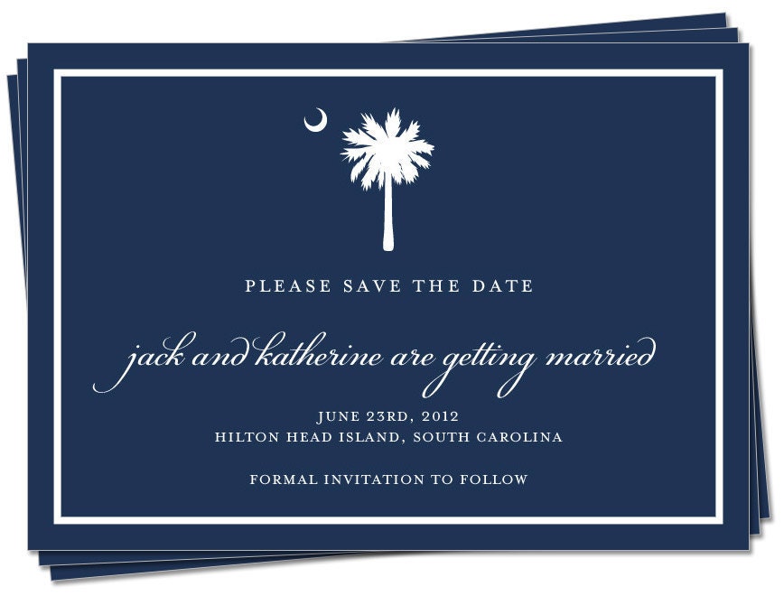 PRINTABLE - Wedding / Engagement / Save the Date Card - South Carolina / Palmetto Moon