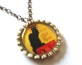Le Chat Noir Necklace by Everyday Bohemian. Black Cat Resin Bottle Cap Pendant.