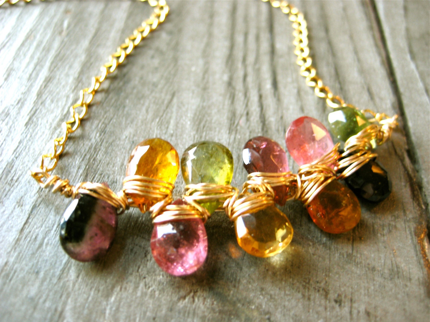 Skinny Love Mouthwatering Tourmaline Gemstone 14kt Gold Filled Necklace
