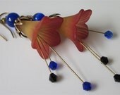 Lucite Flower Earrings, Handmade Cascading Chandelier
