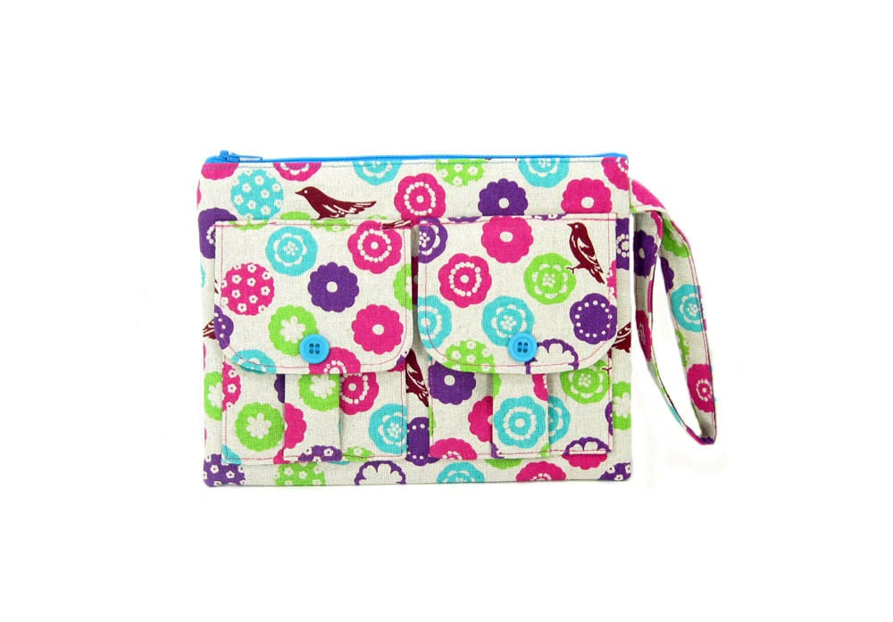 Handmade Wristlet - Echino Etsuko  Bonbon Dorothy Wristlet