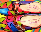 Hand painted leather Klog Shoe size 8