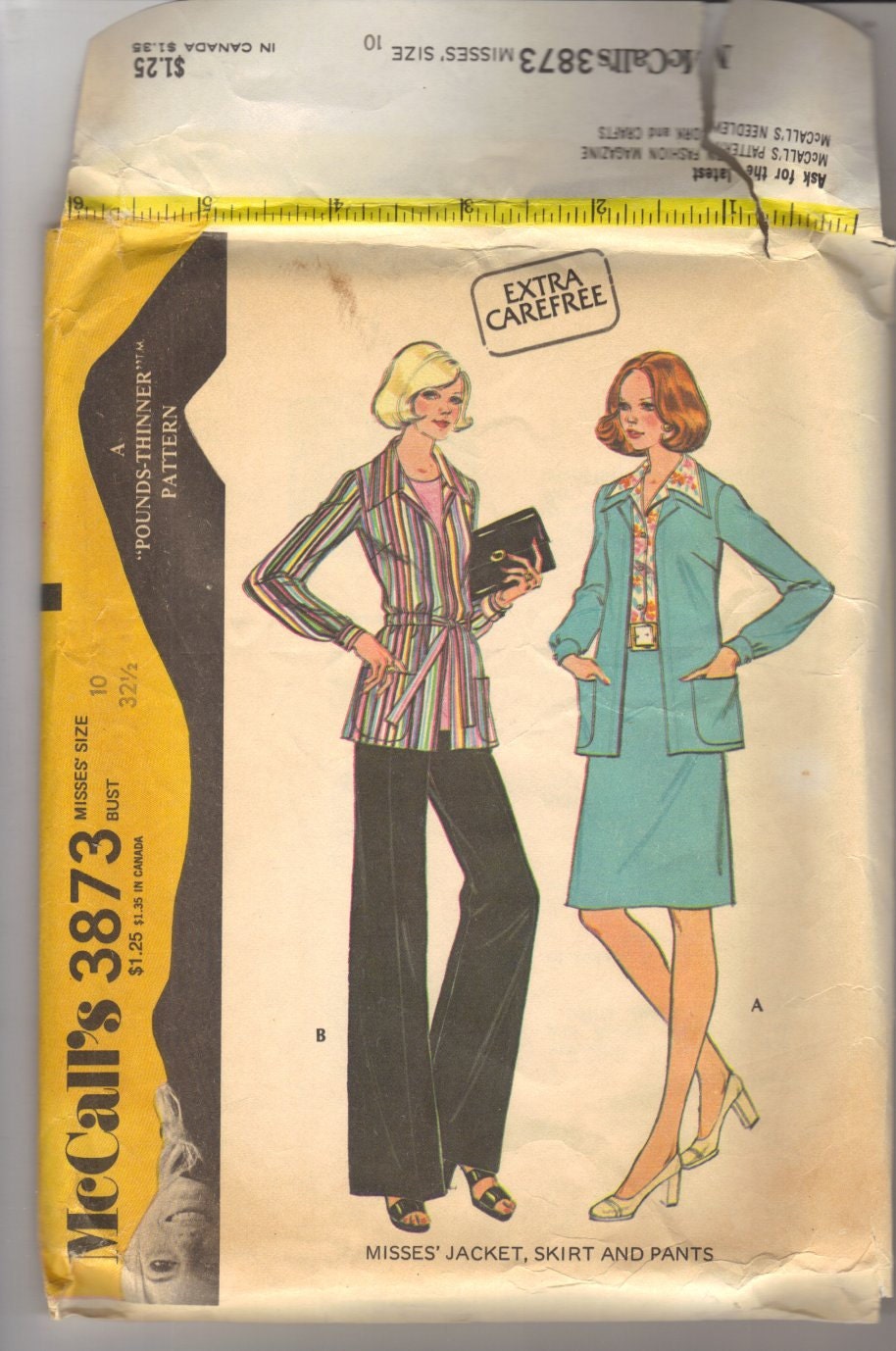 1973 "Pounds Thinner" Safari Jacket, Skirt, Pants Sewing Pattern 32 1/2-25-34 1/2