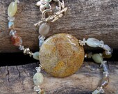 MELLOW YELLOW Necklace (Fossil Coral, Honey Opal, Blue Opal, Citrine, Czech Glass)
