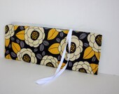 Flat or curling iron cozy- yellow and gray floral