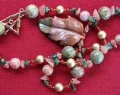 AUTUMN BREEZE Necklace (Autumn Agate, Emerald, Lepidolite, Rhodochrosite, Autumn Jasper, Swarovski Pearls)