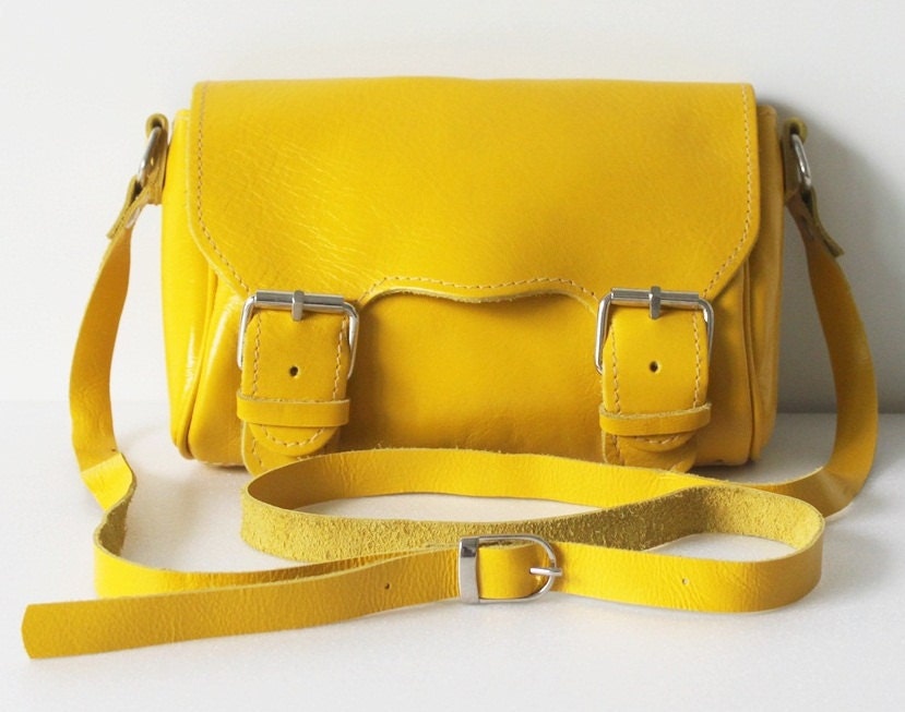 Free shipping /Yellow Genuine leather Purse