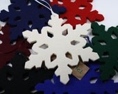 Snowflake Ornaments in 5MM Thick Virgin Merino Wool Felt- set of 4
