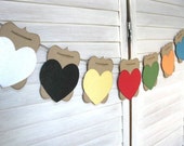 Embossed HEART Banner add on - choose your pair to add on to any kraft banner - wedding, holiday, home decor - Rustic Elegance