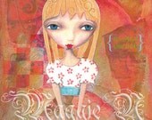 Girl in Party Dress - Mixed Media Original - Do What You Love