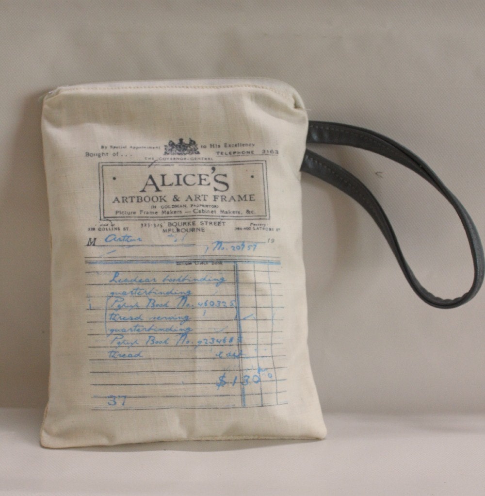 Wristlet Zipper Pouch Linen Pouch Screenprinted Vegan