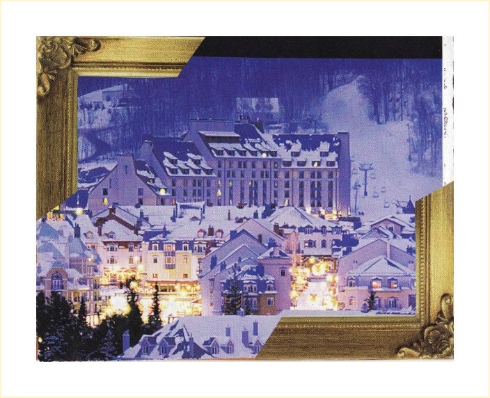 TREMBLANT collage art blank Christmas card