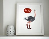 Ostrich in Cowboy Boots - Giclee Print
