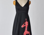polka dot giraffe dress - lbd - womens medium 8