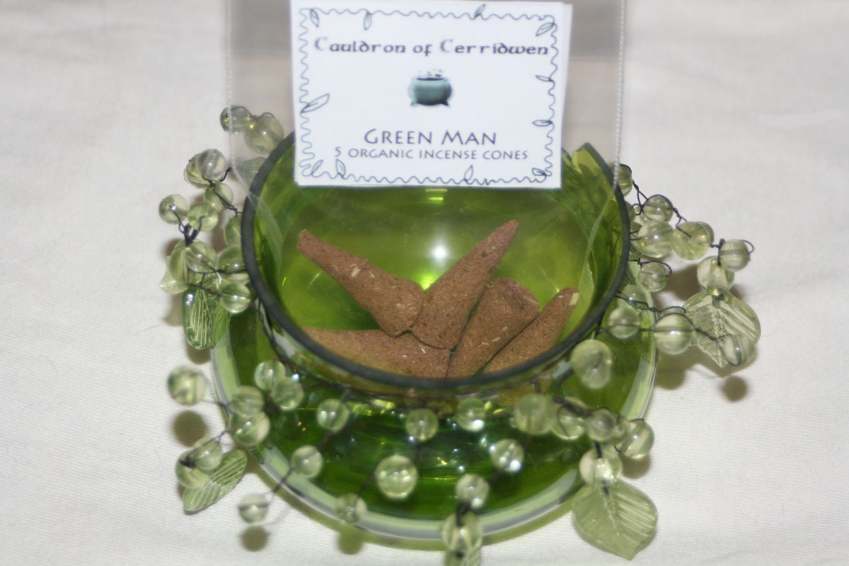 GREEN MAN incense cone - 10 artisan organic incense cones - masculine, woodsy, powerful, for invoking masculine energies