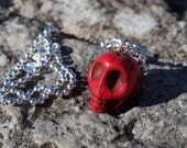 Dark Red Skull Pendant Neclace