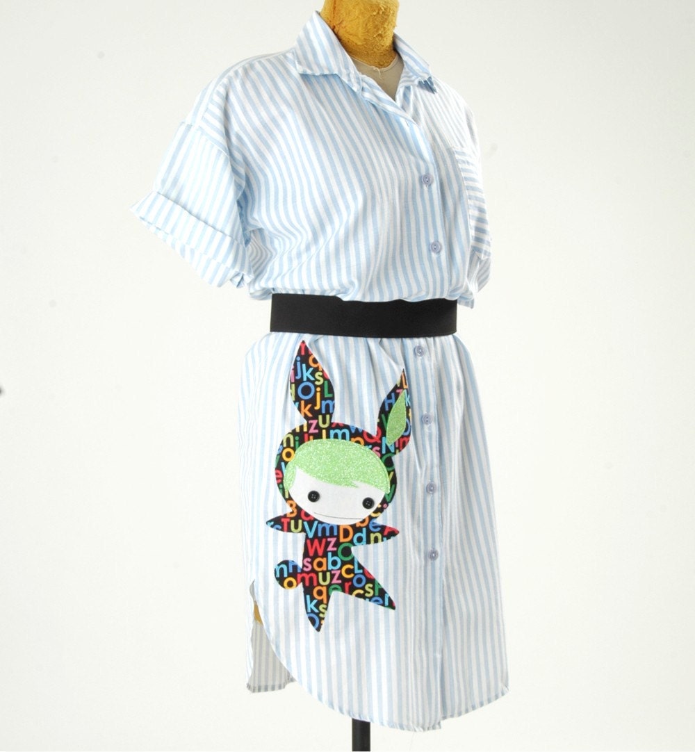 bunny rabbit dress - vintage shirt dress