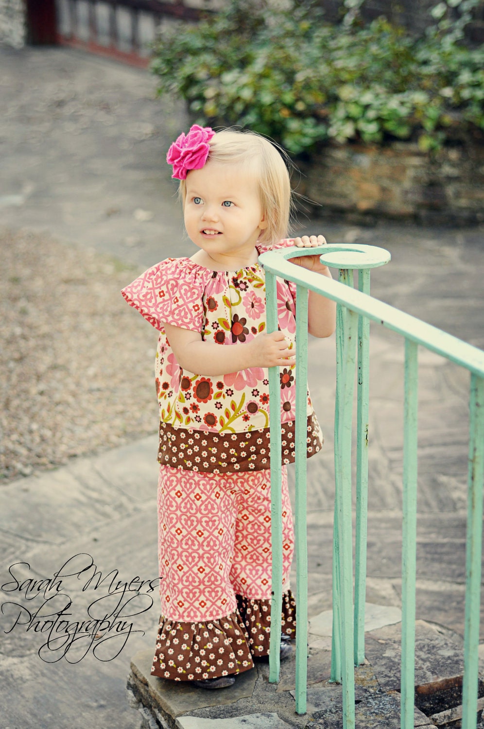 Indian Summer Peasant Top and Ruffle Pant Outfit - sizes 6 months - Girls 5T