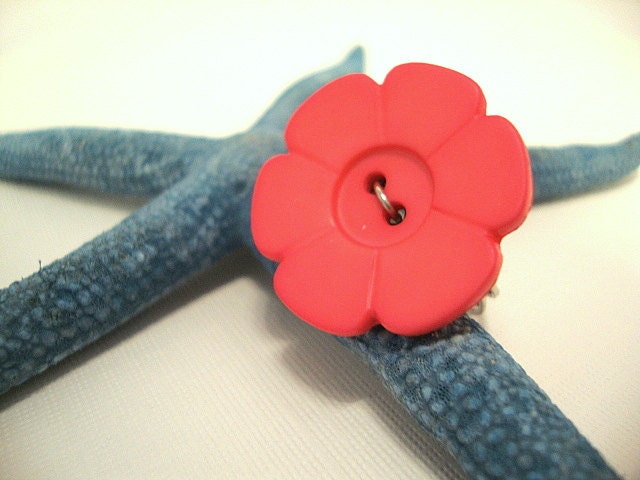 Pink Flower Button Ring