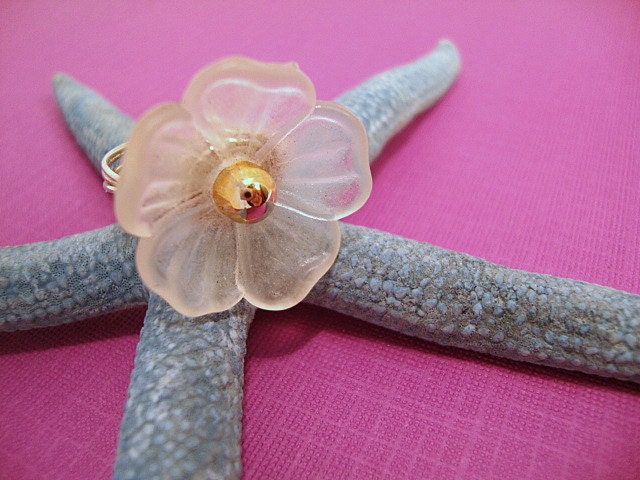 Frosted Flower Button Ring