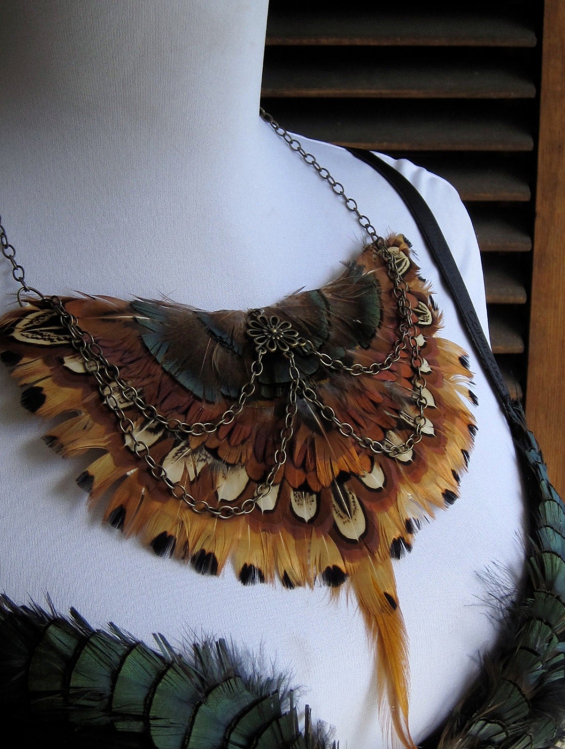 FOREST NYMPH Feather Necklace/ Earthy Pheasant Feather Necklace