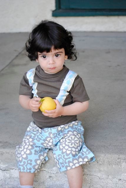 SALE - Long Boy Shorts for Baby and Toddler Boys, Lined with Organic Cotton Jersey - Blue