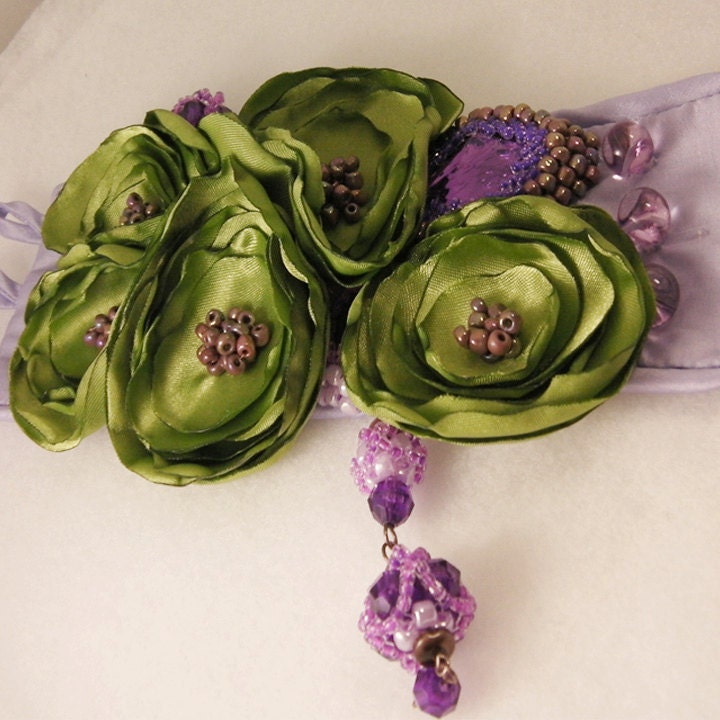 20 % Off - Lavender Beaded Cuff-- Free Gift Wrapping.