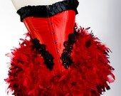MEDIUM -  SOPHIA Red/Black Las Vegas Showgirl Burlesque Moulin Rouge Corset Adult Halloween Costume Purple Hot Pink Fuschia Ruffles