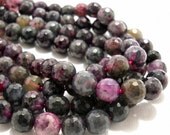 Purple and Green Fired Agate Gemstone Beads