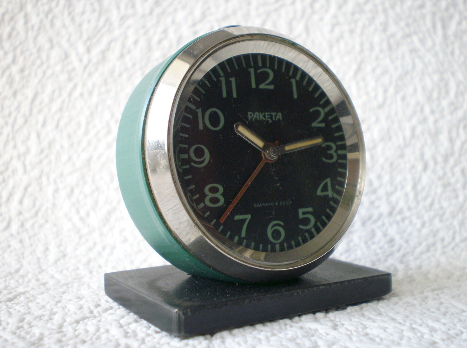 Vintage Raketa mechanical alarm clock from Soviet/Ussr