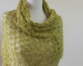 Crochet Shawl Green Handcrocheted Very Soft Scarf Wrap Stole winter fashion. READY TO SHIPPING