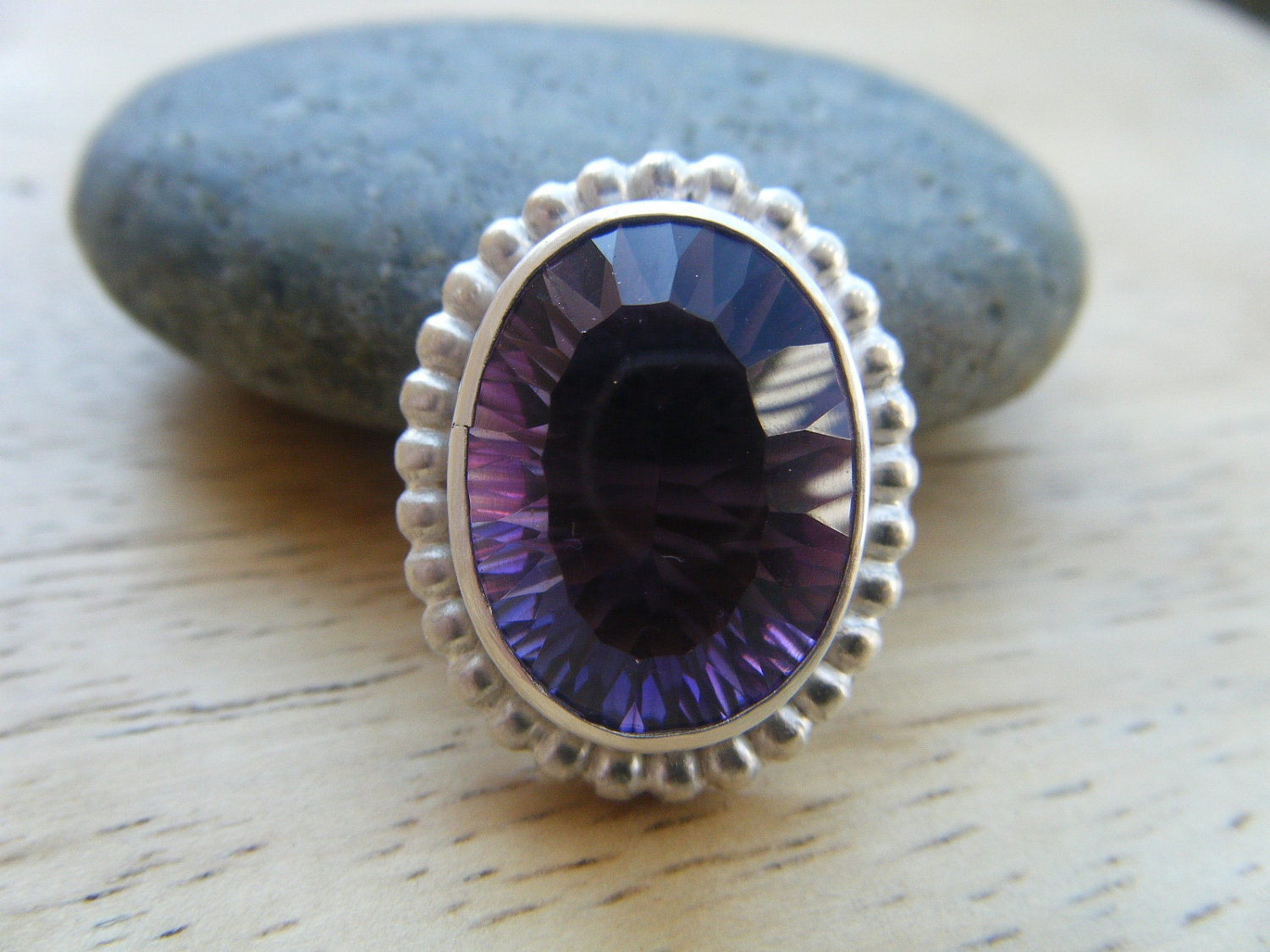 15Ct. Amethyst  Goth Chick Cocktail Ring Size 6