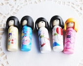 5 japanese eraser dolls
