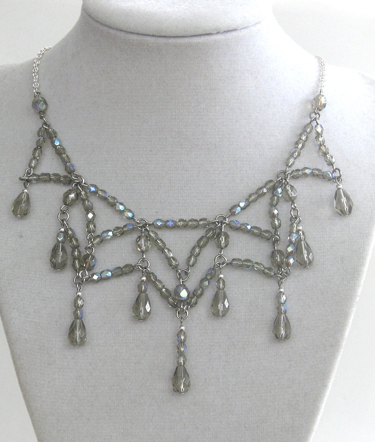 Crystal Web in GREY AB - Exclusive Signature Necklace/Circlet in new and vintage crystal Signed by Jeanie Schelgel
