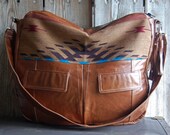 Aztec Navajo Camel Brown Leather Tundra laptop overnight bag