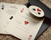 RITA - Set of 10 Vegas or poker Themed Wedding Invitations and electronic calligraphy