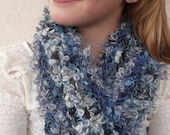 Blue scarf , hand knit scarf  - one of a kind knit womens scarf