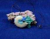 Tropical Nautilus Necklace - Polymer Clay Cephalopod Jewelry