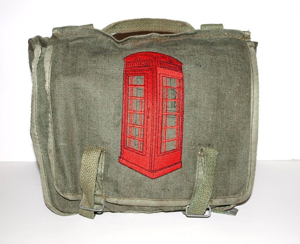Canvas Rucksack - Telephone Booth OOPS - Custom Embroidered Design