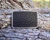 Black Shark belt buckle,  Exotic Leather and steel.