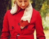 FOX COWL Wholeyear Accessory Cold Days Crochet Shawl Furry Fur Woman Teens Cozy Ginger Red