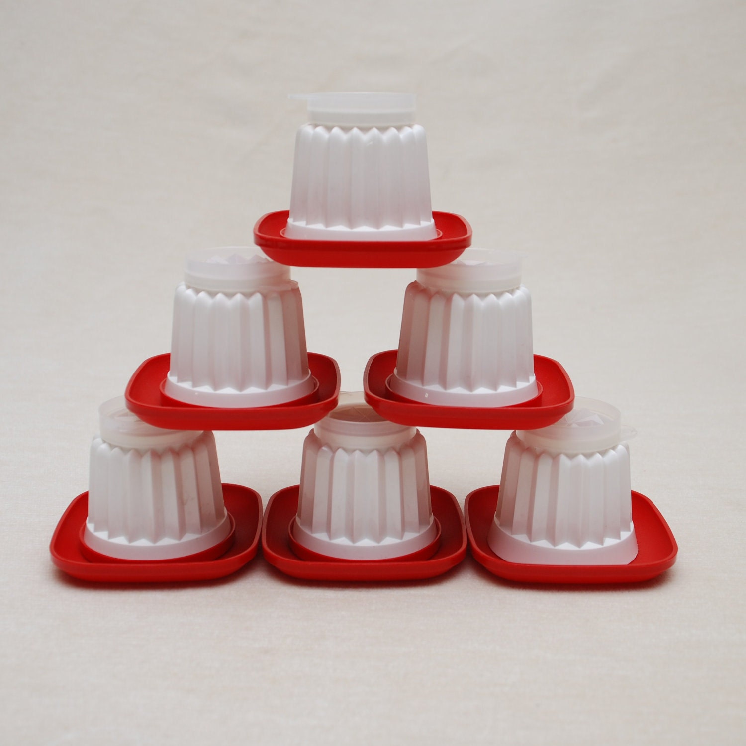 Tupperware Individual Jello Molds - w/ small serving plates