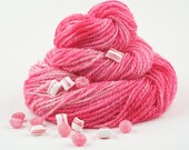 Handspun Yarn, Pink Merino, hand dyed. I want Candy, by Woolwench on Etsy