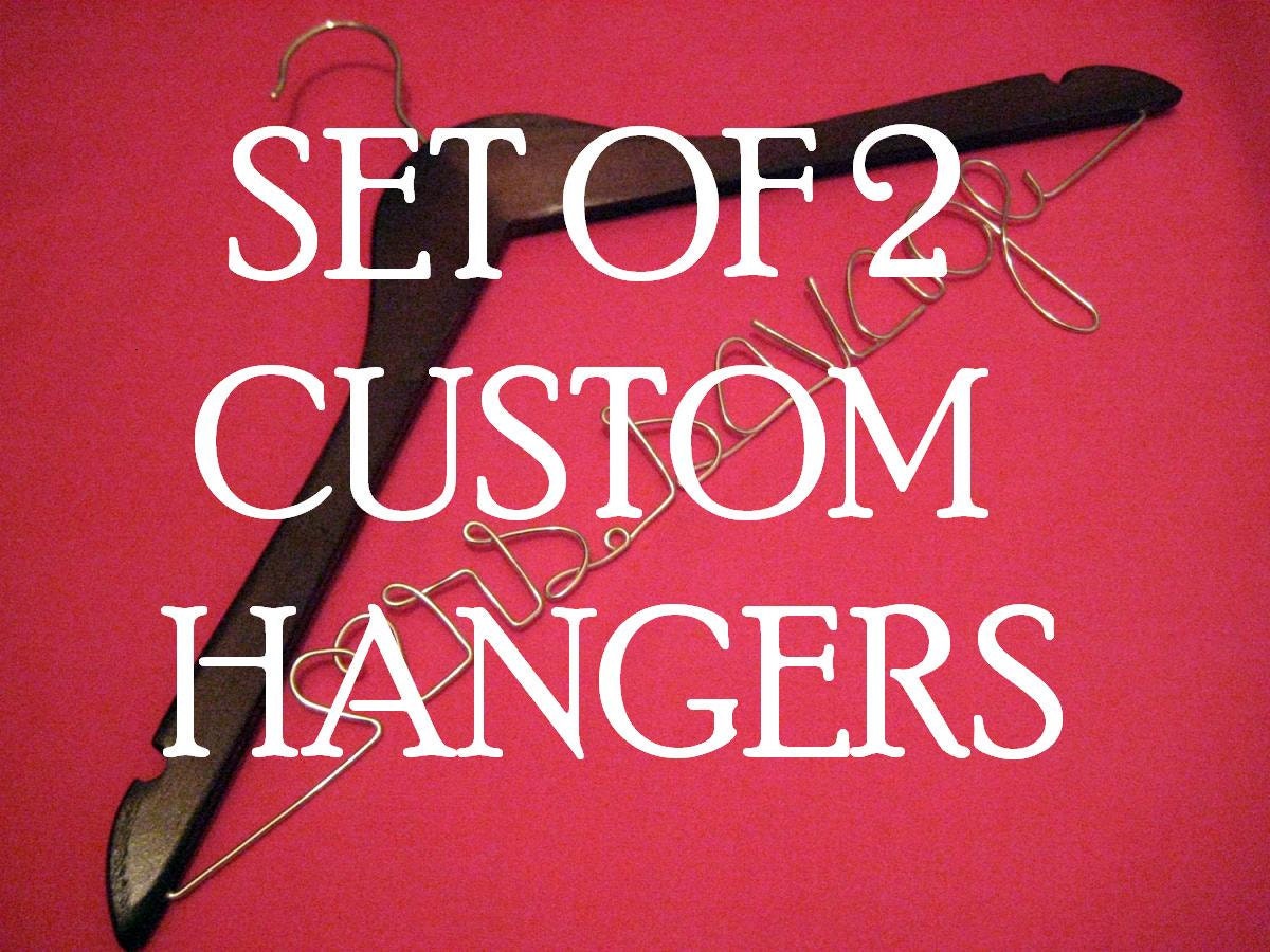 Personalized Hangers Customized for Wedding - SET of TWO single line hangers