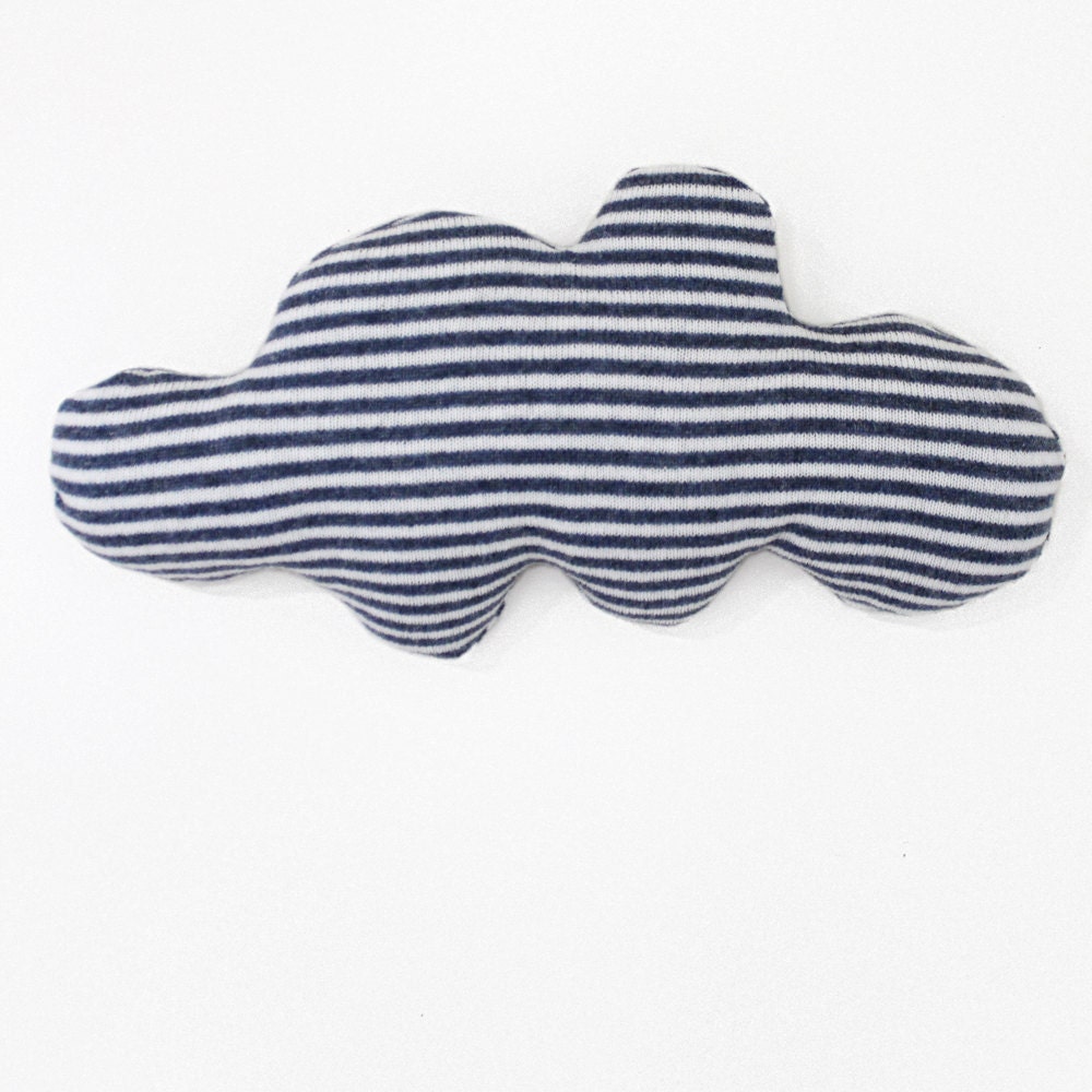 Cuddly CLOUD shaped pillow - white and blue stripes