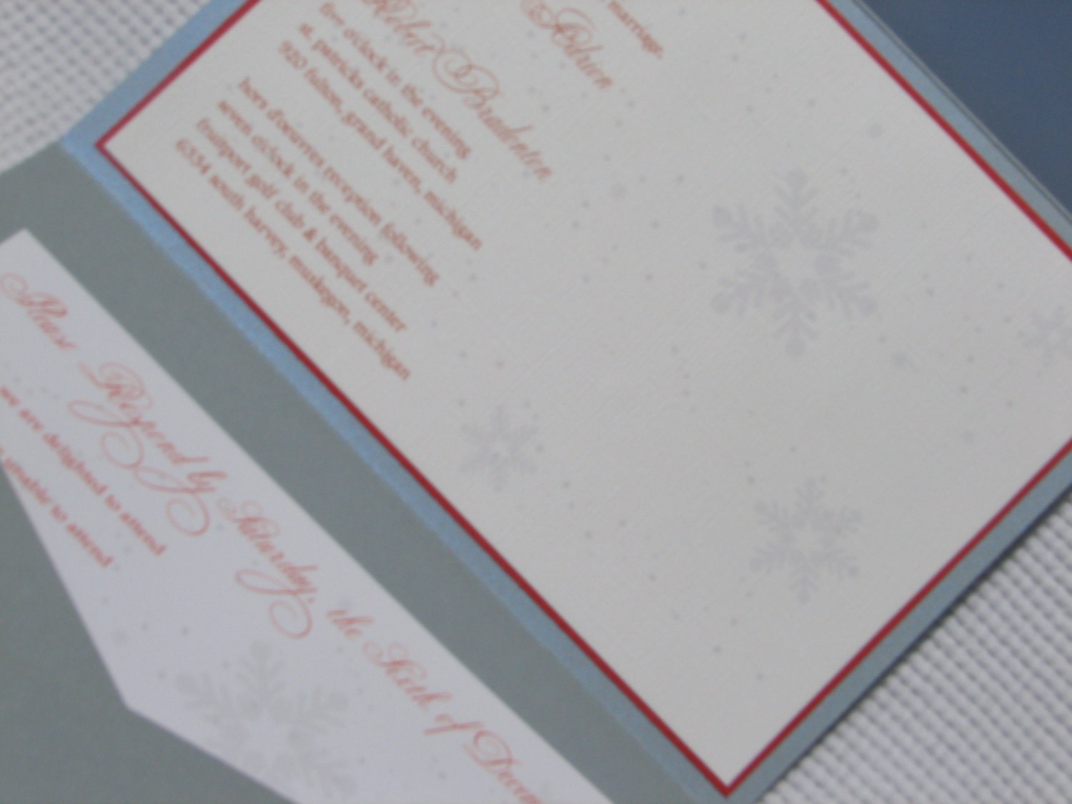 Set of 10 Elegant Silver Snowflake Wedding Invitations