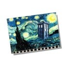 Doctor Who Inspired TARDIS w/ Van Gogh's Starry Night. ACEO ATC Mini Print. 2012 Wallet Calendar