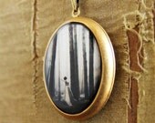 Large Photo Locket - The Queen - Winter Forest Queen Wearable Art Locket Necklace